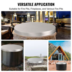 Stainless steel fire pit cover lid with a 20-inch diameter and reinforced thickness for safety.