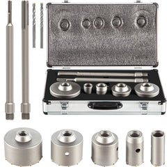Bostome concrete hole saw kit with 30-100mm saws, bits, and SDS Plus shank in a case.