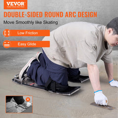 Stainless steel knee boards with adjustable straps and rubber edge protection for safety.