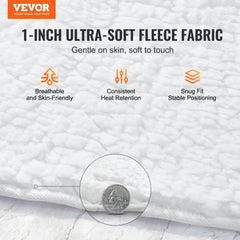 Bostome massage table warmer with 1-inch thick fleece, elastic straps, and detachable controller.