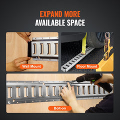 Bostome E-Track Tie-Down Rail Kit with 24 pieces of 5ft steel rails for secure cargo transport.