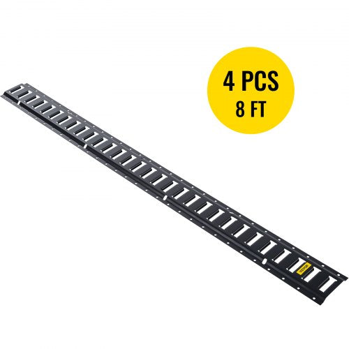 Four 8-foot steel E-Track tie-down rails for securing cargo in trucks and trailers.