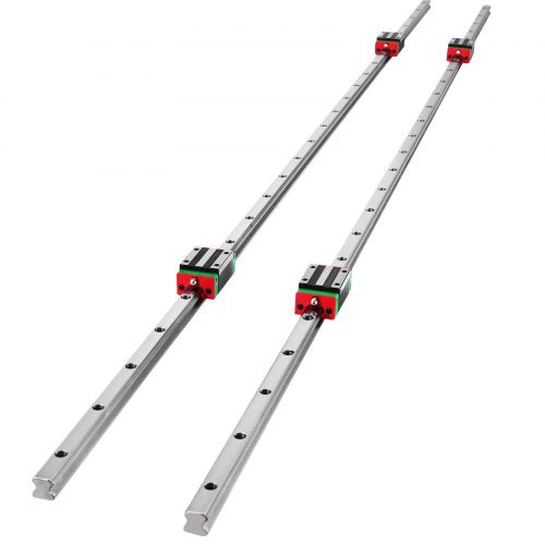 Bostome HSR15-1500mm Linear Guideway Rail Kit with two rails and four square blocks.