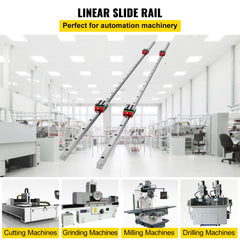 Bostome HSR15-1500mm Linear Guideway Rail Kit with two rails and four square blocks.