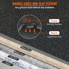 Double-sided non-slip interlocking gym floor mat with EVA foam and rubber texture for wood, marble, and carpet floors.
