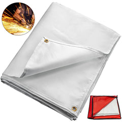 White Bostome 8x10 Ft fiberglass welding blanket with grommets for secure hanging.