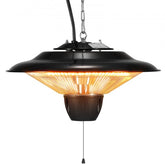 Bostome 1500W hanging patio heater with adjustable chain and umbrella design for 360° heat.