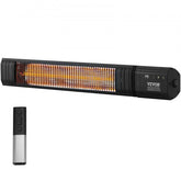 Wall-mounted Bostome 1500W carbon infrared outdoor heater with remote control and LED display.