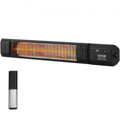 Wall-mounted Bostome 1500W carbon infrared outdoor heater with remote control and LED display.