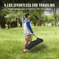 Silver aluminum folding camping table with a waterproof tabletop and lightweight design.