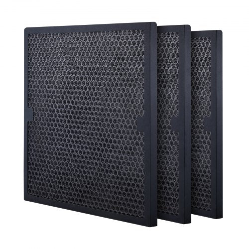 Three 16x19-inch black activated carbon filters with mesh design for BlueDri scrubbers.