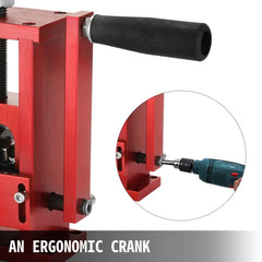 Bostome manual wire stripping machine with adjustable knob and ergonomic crank for copper cables.
