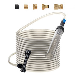 Bostome aquarium vacuum gravel cleaner with 30ft PVC hose, brass adapters, and gravel tube.