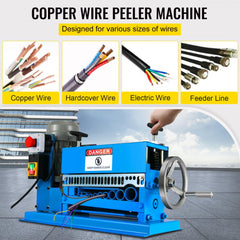 Blue Bostome automatic wire stripping machine with 370W motor, stripping various cables from 0.06-1.5 inches.
