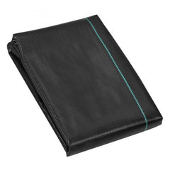 Heavy duty woven polypropylene weed barrier fabric in a 4x50FT roll with green guide lines.