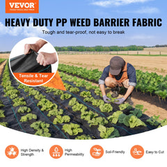 Heavy duty woven weed barrier landscape fabric, 6.5x330FT, in green with guide lines.