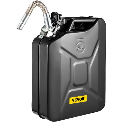 Black SKYSHALO 5.3-gallon steel jerry fuel can with flexible spout.