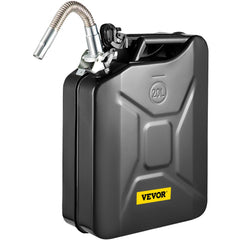 Black 5.3-gallon SKYSHALO jerry fuel can made of steel with a flexible spout.