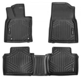 Black TPE floor mats for Toyota Camry, 3-piece set with raised edges and textured surfaces.