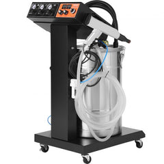 Bostome 100KV powder coating system with 50L silver hopper, control panel, and spray gun on black wheeled base.