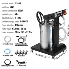 Bostome 100KV Powder Coating System with 50L hopper and electrostatic output for efficient coating.