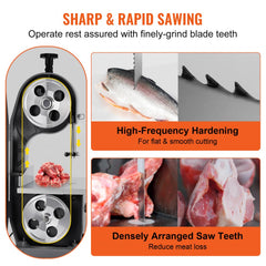 Bostome 65" carbon steel meat bandsaw blades in a 5-pack for precise cutting of meat and bones.