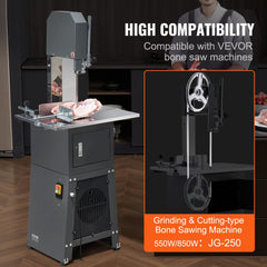 Five-pack of 82.3" carbon steel meat bone band saw blades with sharp serrated teeth.