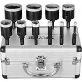 10-piece diamond core drill bit set for tile and porcelain in a lightweight aluminum toolbox.
