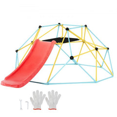 Bostome 8ft geometric dome climber with slide, featuring a sturdy frame and climbing grips.
