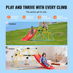 Bostome 8ft geometric dome climber with slide, featuring climbing grips and a sturdy frame.