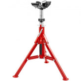 Bostome 1107C Pipe Jack Stand with 2-ball V-head and folding legs for stable support.
