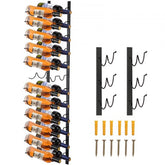 Black steel wall-mounted wine rack holding 24 bottles with a sleek, open frame design.