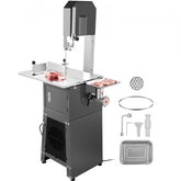 Stainless steel Bostome 550W commercial electric meat bandsaw with dual sawing functions.