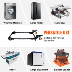 Heavy duty mobile base made of carbon steel with adjustable size and smooth-rolling wheels.