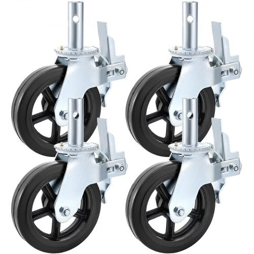 Bostome 8" scaffolding caster wheels with dual lock and heavy-duty rubber for secure mobility.