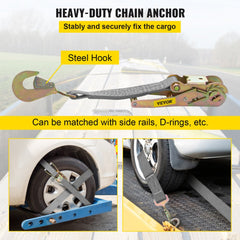 Four 2-inch by 15.6-foot ratchet tie-down straps with 4000 lbs load capacity and steel hooks.
