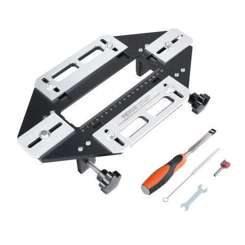 Aluminum alloy door hinge jig with adjustable scales for precise woodworking installations.