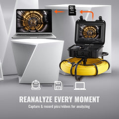 Bostome 9-inch sewer camera with 720p display and 393 ft cable for pipe inspections.