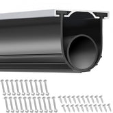 Black 16 ft U-shape and O-ring garage door bottom seal with included screws.