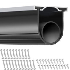 Black 16 ft U-shape and O-ring garage door bottom seal with included screws.