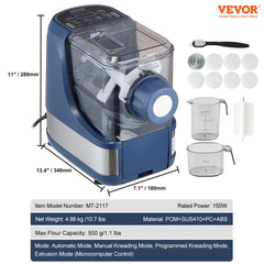 Bostome Automatic Electric Pasta Maker with 8 shapes and 500g flour capacity for easy pasta making.