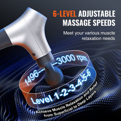 Handheld Bostome Deep Tissue Massage Gun with 6 speed settings and 4 interchangeable heads.