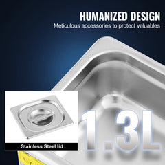 Bostome 1.3L Ultrasonic Cleaner with digital timer and stainless steel tank for various cleaning tasks.