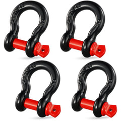 Bostome 5/8" D-Ring shackle 4-pack made of alloy steel for heavy-duty recovery and towing.