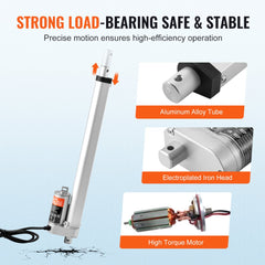 Bostome 12V linear actuator with 12-inch stroke and 330lbs load capacity, IP54 rated.