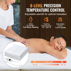 Bostome massage table warmer pad in soft fleece with 8 heat settings and timer features.