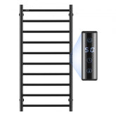 Wall-mounted black stainless steel towel rack with 10 bars and a sleek design.