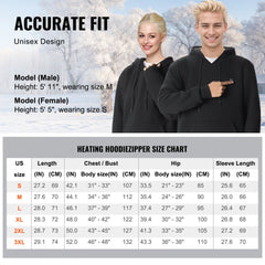 Black heated hoodie sweatshirt for men and women in size L with five heating zones.