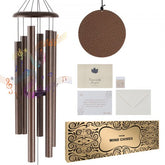 Bronze 50-inch aluminum wind chimes with six hand-tuned tubes for soothing sounds outdoors.