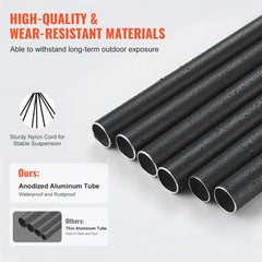 Bronze aluminum wind chimes with six hand-tuned tubes, 58 inches long, for outdoor decor.